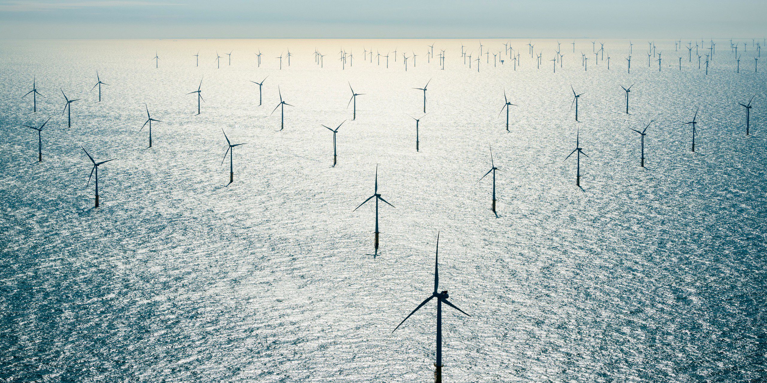 Offshore wind farm in the Borselle windfield, aerial view, Domburg, Zeeland, Netherlands